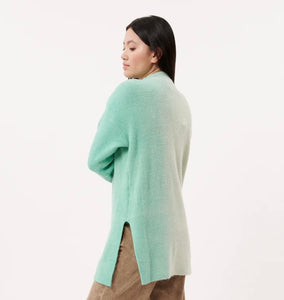 Maglione lungo bicolor verde